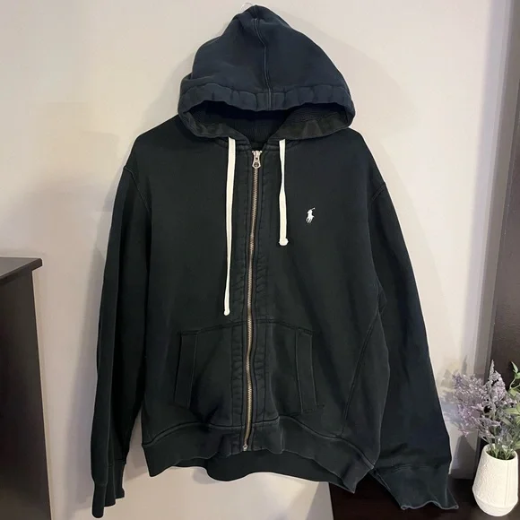 Polo Ralph Lauren Black Zip-Up Jacket Hoodie XL - Picture 2 of 10